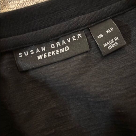 Black Floral Embroidered Tunic Women's Top sz XL Petite - Picture 7 of 8